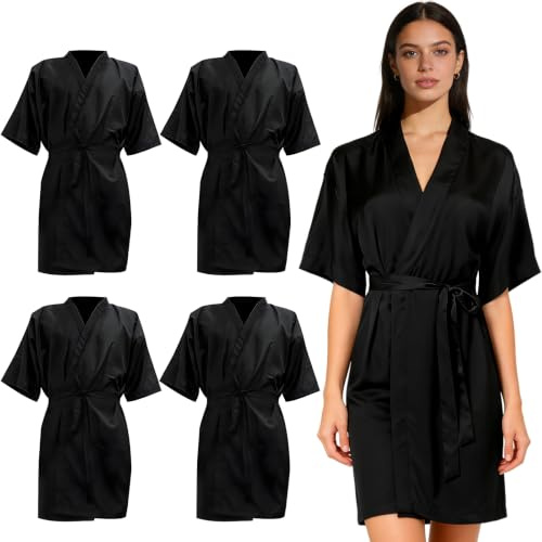 Seuqhck 4 Pack Salon Robes for Clients, Salon Client Gowns Capes, Shampoo Capes for Salons Waterproof, Kimono Style, Adjustable Tie, Hair, Cutting - 101 CM / 40 In
