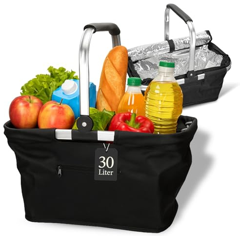 Kühlkorb faltbar 30L mit Deckel - isolierte Einkaufstasche für Picknick | 30L, faltbar, isoliert, Deckel, Picknick, Strand, Camping, Kühlfunktion, Aluminiumrahmen, langlebig