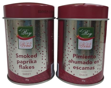 PACK 2 - Escamas de Pimientos Dulces de la Vera El Rey de la Vera – Pimiento Seco Ahumado en Escamas, Sabor Dulce y Ahumado, Textura Crujiente, Denominación de Origen Pimentón de la Vera