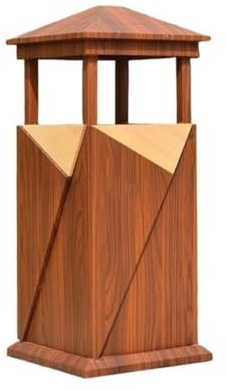 RYUQW3RE Cubo de basura para exterior con tapa Contenedor de basura exterior de imitación madera, for uso comercial en áreas públicas.