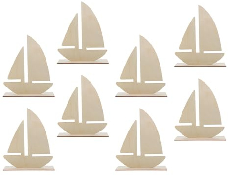 WOFASHPURET 8pcs Wooden Sailboat Model Kit for DIY Craft Projects with Clay Baseboards and Clay Molds, and Craft Enthusiasts, for Home Decor and Detailed Crafting