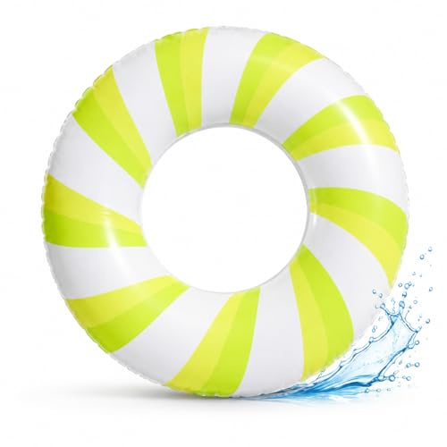 Schwimmring für Erwachsene, ZoneYan Streifen Schwimmreifen, Aufblasbarer Ring Pool, Gelber und Grüner Schwimmring, Wasser schwimmreifen Erwachsene für Sommer