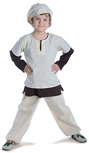 HEMAD Barn medeltida byxor - Barndräkt - LARP - Viking - Pirat - Ren bomull - Beige L/XL