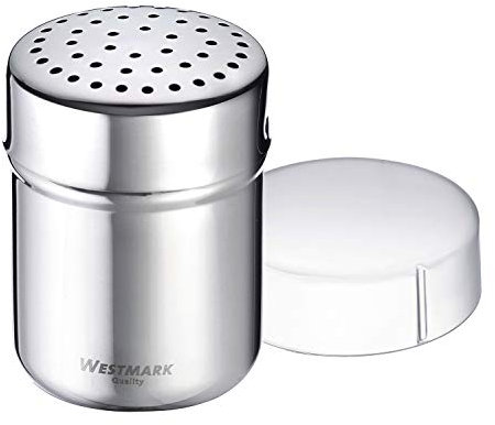 Westmark Espolvoreador de especias, Con tapa de conservación, Capacidad: aprox. 80 - 100 gr, Plástico/acero inoxidable, Grob, Plateado/transparente, 69522260