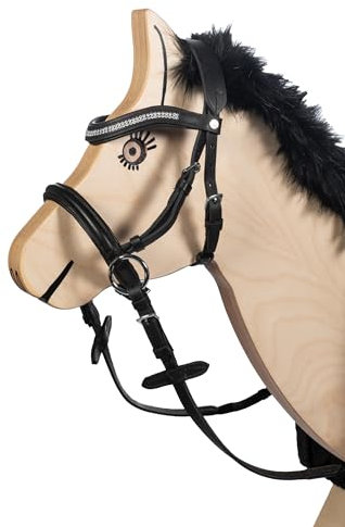 HKM Gebisslose Trense Funny Horses mit Zügeln - Spielzeugtrense für Holzpferd und Schaukelpferd aus hochwertigem Leder