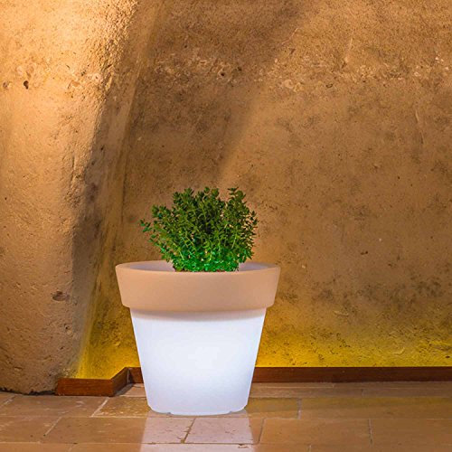 Vaso Begonia In Resina Tondo H45 Lampada Bianca Ø 50Cm