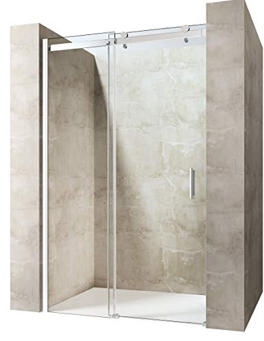 Durovin Bathrooms 1100mm Frameless Reversible Shower Sliding Door Bathroom Shower Cubicle - 8mm Thick Transparent Safety Glass - Side Aluminium Strip Mount