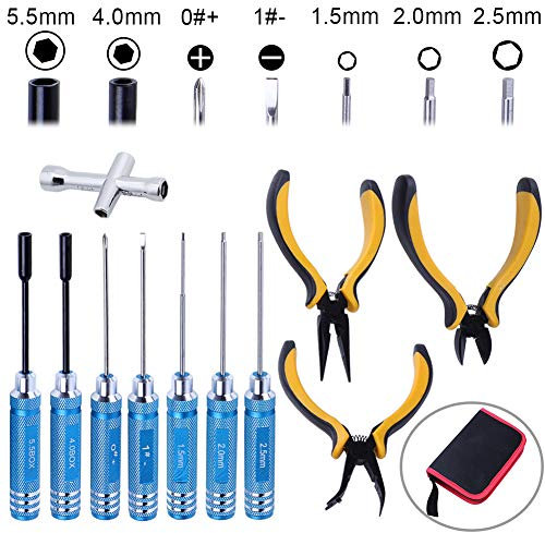 HobbyPark 11 in 1 Professionelle Multi RC Werkzeuge Kits Box Set Hex Driver Inbusschlüssel Schraubendreher Zange Schraubenschlüssel Reparatur für RC Auto Multirotoren Flugzeug Boot