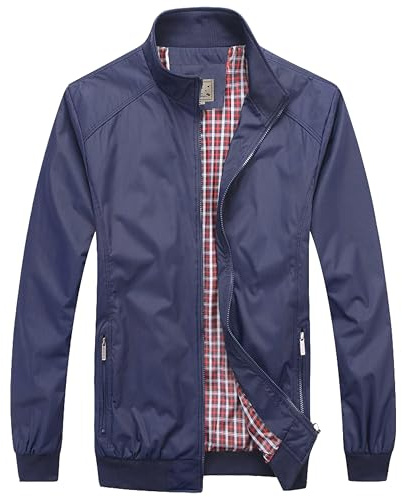 Blu Apparel Mens Harrington Jackets Bomber jacket men Sports Smart Casual Spring jackets for Men UK Black Navy S M L XL 2XL (UK, Alpha, L, Regular, Regular, Navy)