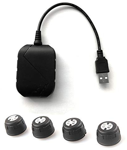 KUNDINE Système de Surveillance de la Pression des pneus Android TPMS Système d'alarme 5 V Android Navigation Autoradio avec 4 capteurs