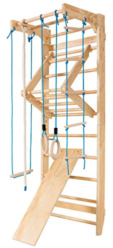 COSTWAY Sprossenwand Holz Turnwand Kletterwand inkl. Montagematerial, Heimsportgerät Klettergerüst 80x60x220cm