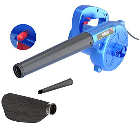 ACXZ Soplador eléctrico de Hojas y aspiradora, soplador/vacío, barredora de Mano de jardín para el Cuidado del césped, Cubierta, Ordenador, Longitud del Cable 1,4m, 1600W, Azul