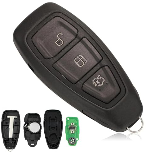 Heart Horse 3 Tasten Ersatzschlüssel Gehäuse der Fernbedienung Auto Schlüsselgehäuse für Fiesta Focus Mondeo Kuga B-max S-Max mit 433Mhz 4D63 Chip, Mondeo Ersatz Klappschlüssel, Focus Fernbedienung