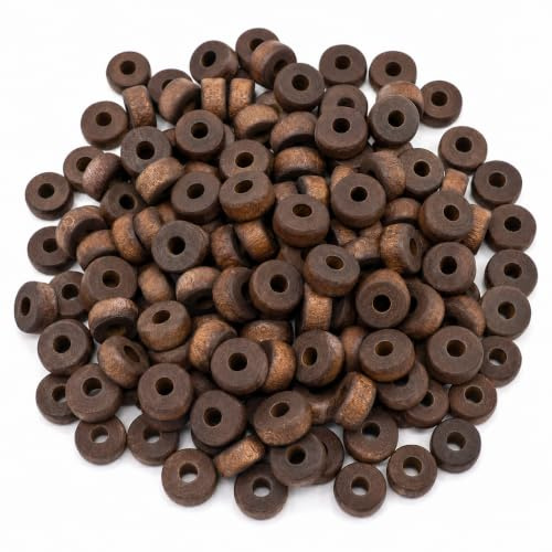 Perlin Holzperlen Rondell 525 Stk 6x3 mm mit Loch Dunkelbraun | Boho Schmuck DIY Makramee Deko Spacer für Armband Kette und Bastelprojekte
