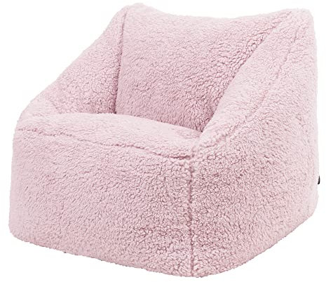 icon Natalia Teddy Fleece Kids Bean Bag Chair, Pink, Fluffy Kids Bean Bag Armchair with Filling Included for Girls and Boys, Childrens Chair, Nursery Décor, Playroom Décor, Bedroom Accessories