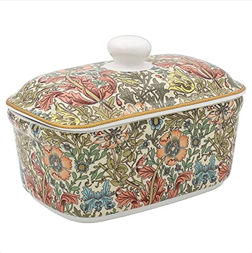 The Leonardo Collection LP94712 William Morris Compton - Lidded Butter Dish, Fine China, Boxed, 17 x 10 x 11 cm