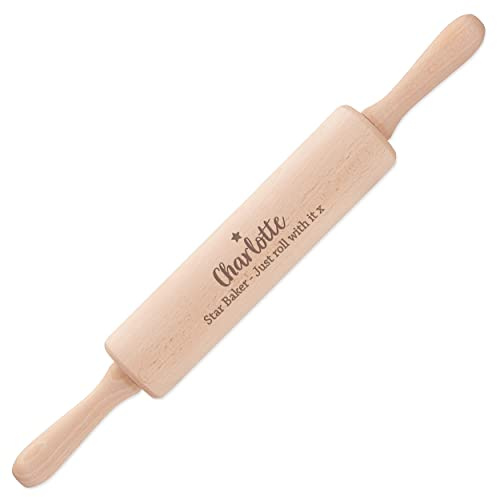 Personalised Rolling Pin Star Baker Baking with Message Any Name Custom