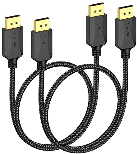 XiAyriky DisplayPort to DisplayPort Cable 3 ft, Braided 2-Pack DP Display Port Cable Adapter Male to Male 4K, 2k@165Hz/ 144Hz/120Hz for Computer, Docking Station, Monitor Splitter KVM and More