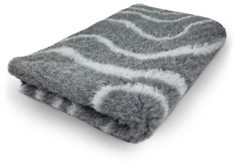 Topmast Vetbedden, Anti Rutsch Hundedecke, 100 x 75 cm, Wellen, Grau, Maschinenwaschbar, Rutschfeste Hundematte, Hundebett für Hunde und Welpen (Medium)