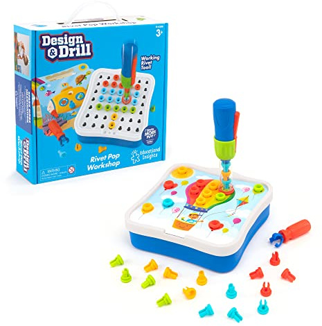 Learning Resources Taller de Remaches de Design & Drill, 54 Piezas con Remachadora Manual, Juguete de Stem, niños y niñas de 3+ años