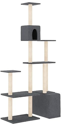 vidaXL Arbre à Chat avec griffoirs en sisal Gris foncé 180 cm, Tour à Chat, griffoir pour Chat, Poteau à Chat, Meuble pour Chat