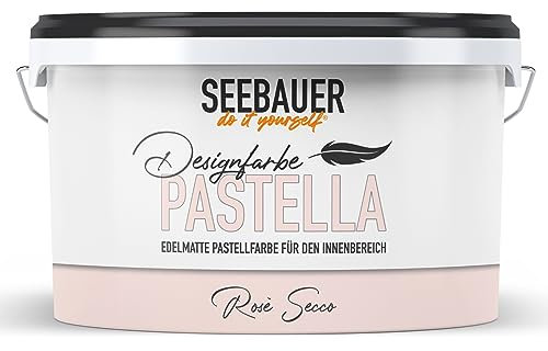 SEEBAUER diy Pastellfarbe PASTELLA Rosa 2,5L (Rose Secco) Edelmatte Wandfarbe Altrosa - Innenfarbe sehr hohe Deckkraft - Matt, Abwaschbar und Tropffrei