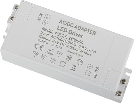 EPLZON Transformateur LED 24V 60W - Driver de Tension Constante pour Éclairage, Luminaire, Bandes et Ampoules LED