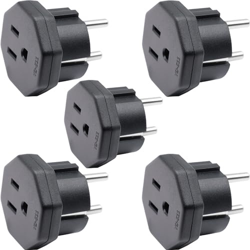 USA/Kanada till EU/Sverige Adapter, US typ B kontakt konvertera till EU typ E/F kontakt, Elektronisk enhet från USA/Kanada Passar till Europa/Svenska uttag (5 Stycken)
