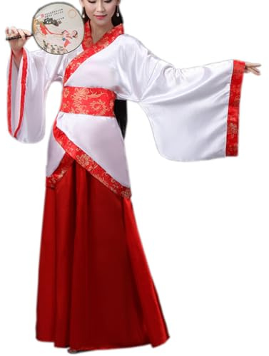Oneyijun Cinese Hanfu Antico Stile Tradizionale Cinese Tuta Tang Suit Fata Gonna Costume Performance sul palco Principessa Chaise Vestito Prestazione per Donne (Rosso,M)