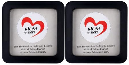 Ideen mit Herz Magnet-Bilderrahmen | Magnet für Foto | DIY-Projekt | Bilderrahmen für Fotos & Zeichnungen | Magnetrahmen | 7cm x 7cm x 2cm, schwarz | 2 Stück