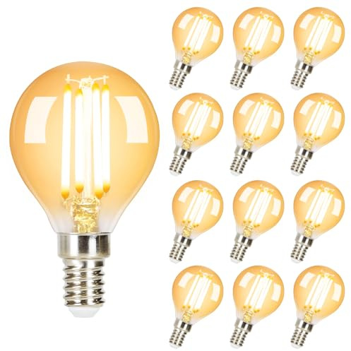GBLY 12 Stück LED Glühbirne E14 Vintage Lampe G45 Edison Retro Glühlampe | 2700K 4W Warmweiß Filament Leuchtmittel Birne Glas Antike Energiesparlampe für Hotel Haus Café Bar