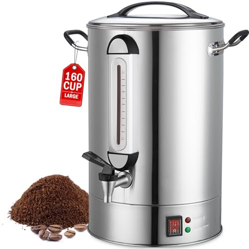 GOLREAN - 24L 160 Cup Stainless Steel Commercial Coffee Urn, Hot Dispenser for Catering, Commercial Grade Large Capacity Coffee Maker for Meeting Rooms, Church, School,