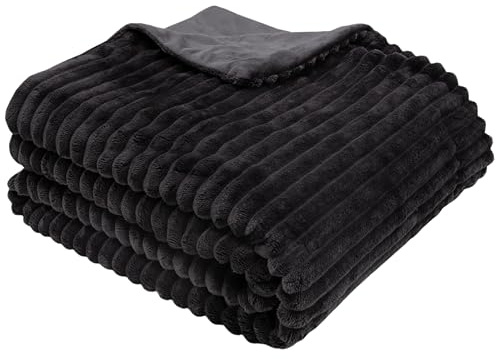 ZOLLNER Kuscheldecke flauschig aus 100% Polyester, 150x200 cm, Schwarz
