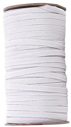 Uskerb White Flat Elastic 6mm x 10m - Premium Quarter Inch 8 Cord Elastic for Sewing and Crafts