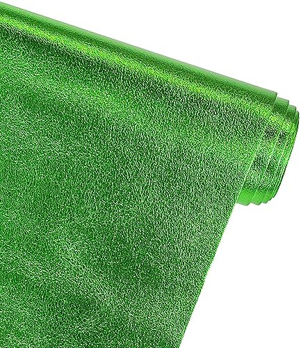ONEART | Metallic mjukt fusklädertyg, lammskinn, syntetiskt konstläder för handväska, hårband, 32 × 135 cm grön