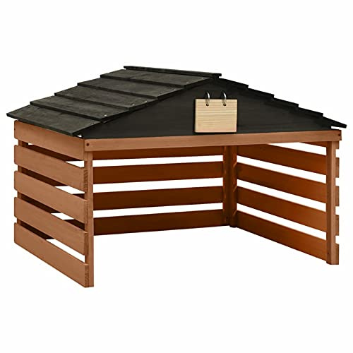 LAPOOH Casetta per Tosaerba Robotizzato Nero Marrone 78x74x54 cm Abete,Accessori Attrezzatura motorizzata per Esterni,Accessori tagliaerba,Coperture tagliaerba-315301