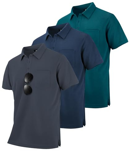zitysport 3er Pack Poloshirts Herren Kurzarm Golf Polohemd Schnelltrocknend Atmungsaktives Herren Regular Fit Shirts Work Polo Shirts Männer Sommer Sport Tshirt Männer
