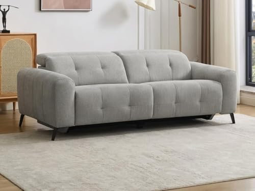 Vente-unique-Relaxsofa elektrisch 3-Sitzer - Stoff - Grau - CLODI
