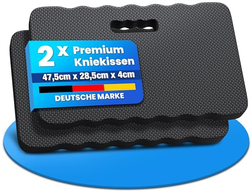 NTG Kniekissen 40mm Knieunterlage Schaumstoff 2 Stück - Kniepolster Set | extra dick und hochdicht - Knieschoner für Garten Werkstatt und Haus - ergonomisch Maße 47x28x4 cm Kfz