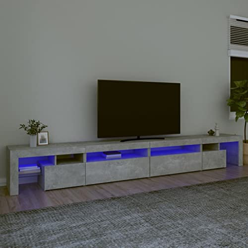 BOWEKAM Home & Garden Meuble TV avec éclairage LED Gris béton 290 x 36,5 x 40 cm