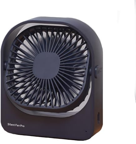 Mottinhill Ventilatore Silenzioso da Tavolo, 3 Impostazioni di Velocità, Unga Durata, Ventola di Raffreddamento Portatile per Uufficio, Casa, Dormitorio - F102 (Blu- Senza fili)