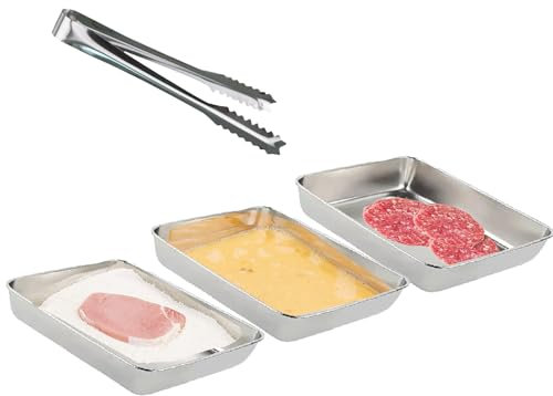 Bogoro Bandejas de Acero Inoxidable El Juego de 4 Piezas Contiene Bandeja Para Horno3 Paquetes con Uno Pinzas Cocina,Calidad Alimentaria Bandejas de Acero Inoxidable Para,Para Lavavajillas