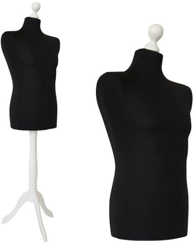 DummyDoll Schneiderpuppe männlich Größe 48/50, Überzug schwarz, Holzdreibein weiß