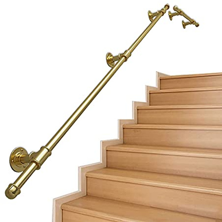 Kit per ringhiera per scale dorate per casa, corridoio, mansarda di sicurezza, 60 cm, 6 m, staffa di supporto per ringhiera per scale esterne