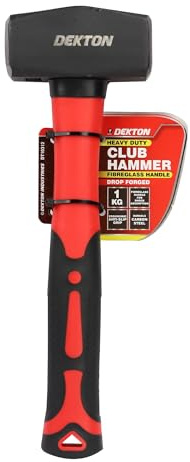 Dekton 1kg Fibreglass Club Hammer-Heavy Duty Hammer with Shock Absorbing Handle| Ideal for Demolition and Heavy Duty Tasks| Ergonomic Design for Comfort and Control| Durable and Impact Resistant Tool