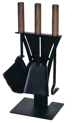 Kaminbesteck Stahl schwarz Holzgriff 3 Zubehörteile Höhe 43 l 18 x 15 cm Made in Italy von Comex Production