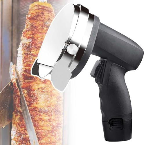 vnmudzeo Affettatrice Professionale per Carne Senza Fili, Spessore Regolabile da 0 A 8 Mm, Lama Elettrica per Shawarma Commerciale, Leggera