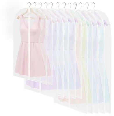 12 Stück transparente Kleidersäcke, Anzuglänge 60 x 120/100/80 cm, atmungsaktiver Staubbeutel für Kleider, Hemden, Kleider, Abendkleider, Aufbewahrung von Kleidern, Kleidern, Kleiderhüllen