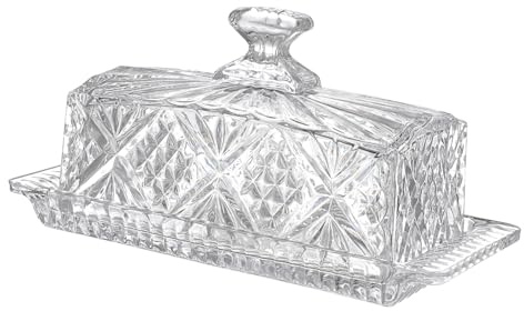GLEAVI 1pezzi Burriera in Vetro Rettangolare Con Coperchio Contenitore Alimenti Trasparente Stile Europeo Custode Burro Elegante e Durevole Per Casa e Ristorante