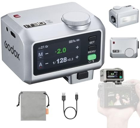 Godox iT30Pro S Mini TTL Camera Flash 1/8000s HSS 2.4G Wireless Portable Flash with Touch Screen Compatible with Sony Mirrorless Cameras, Silver